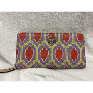Kate Spade Cabana Tile Lacey Leather Zip Around Wallet EUC